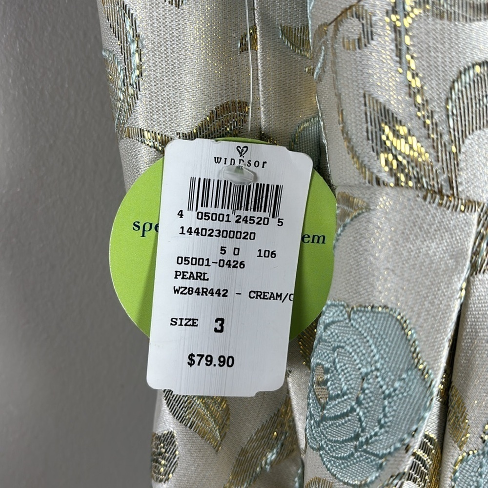 Windsor Women’s Kentucky Derby Blue Floral Dress Spaghetti Straps Gold Accents - Picture 5 of 9